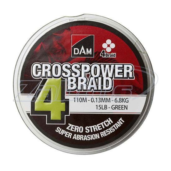 Фото Dam Crosspower 4-Braid, 60075, 0,2 мм, 9,9 кг, 110 м Green