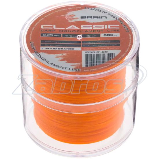 Фотография Brain Classic Carp Line, 0,35 мм, 10,7 кг, 600 м, Solid Orange