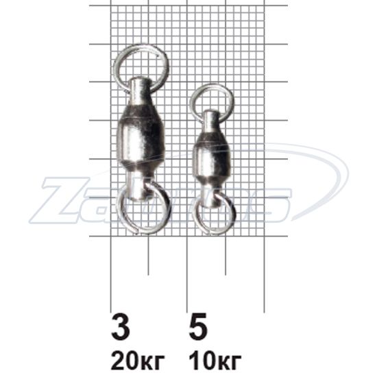 Фотография MiniMax Ball Bearing Swivel With Split Ring, YM-1802-5, 10 кг, 10 шт