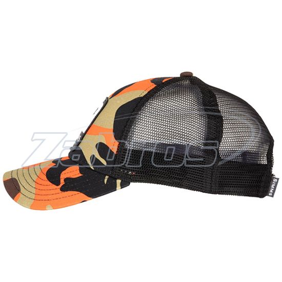 Малюнок Simms Bass Patch Trucker Hat, 12212, Woodland Camo Flame