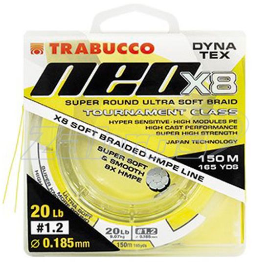 Фотографія Trabucco Dyna Tex Neo X8, 054-11-008, 0,08 мм, 3,63 кг, 150 м, Hi-Vis Yellow