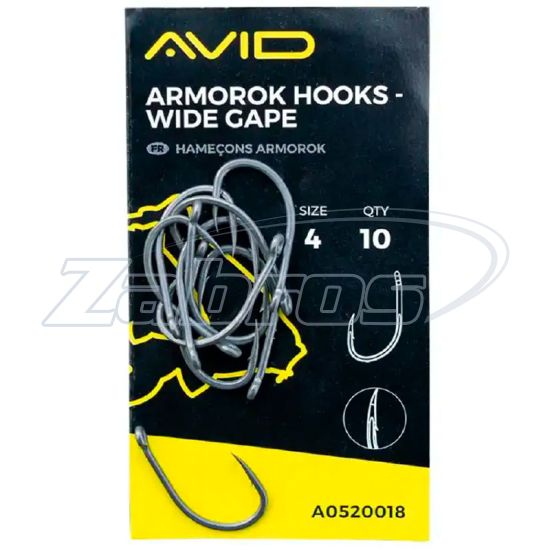 Фотографія Avid Carp Armorok Hooks Wide Gape, 4, 10 шт