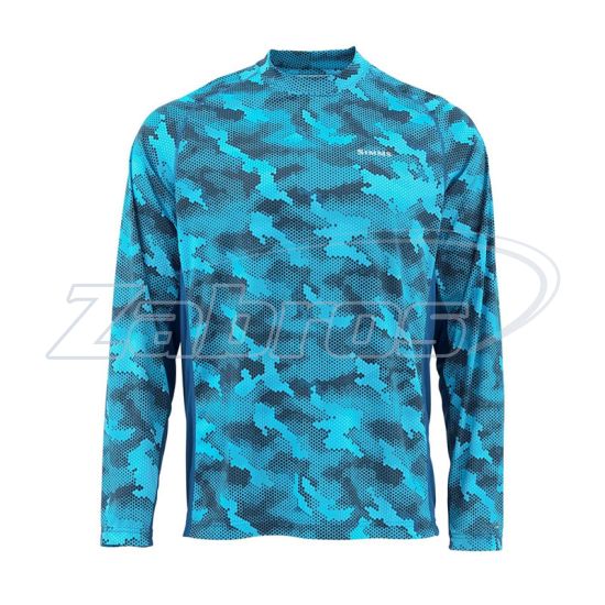 Фото Simms Solarflex Crewneck Prints, 11827-945-30, M, Hex Camo Cobalt