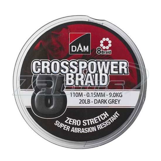 Фото Dam Crosspower 8-Braid, 65851, 0,2 мм, 12,6 кг, 300 м Gray