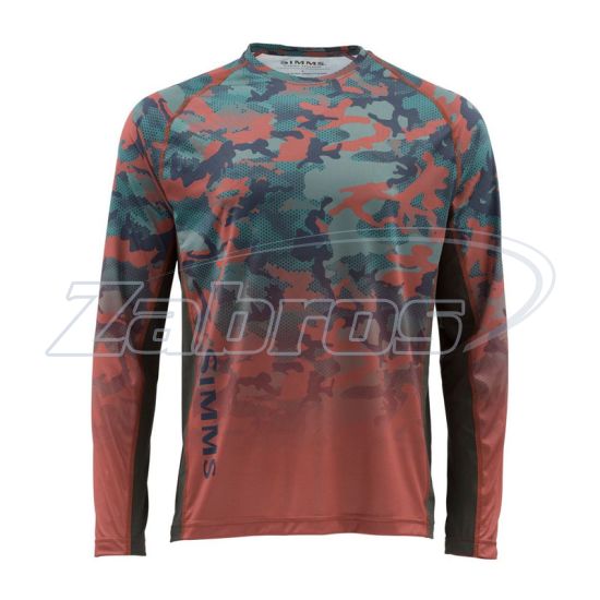 Фото Simms Challenger Solar Tech Jersey, 12896-616-30, M, Hex Flo Camo Rusty Red