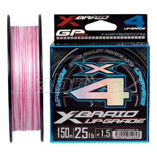 Фото YGK X-Braid Upgrade X4, #0,25, 0,08 мм, 2,3 кг, 150 м, White/Pink