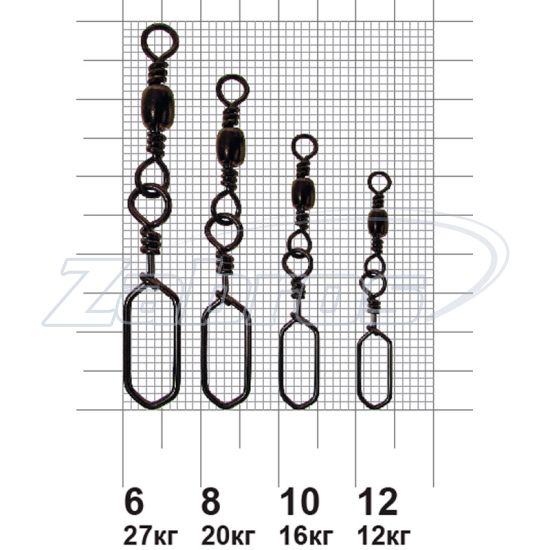 Фотографія MiniMax Barrel Swivel With Sguare Snap, YM-3705-6, 27 кг, 10 шт