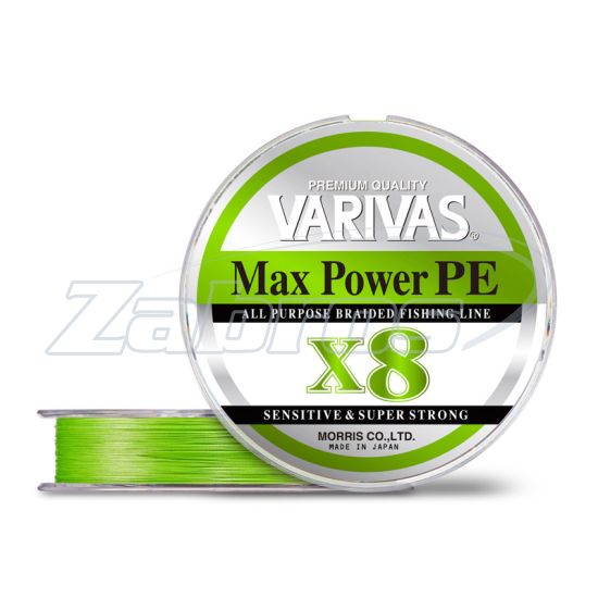 Фото Varivas Max Power PE X8, #1, 0,17 мм, 9,16 кг, 200 м, Lime Green