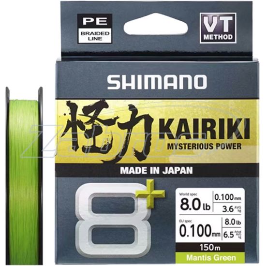 Фото Shimano Kairiki 8+, 0,06 мм, 4,8 кг, 150 м, Mantis Green