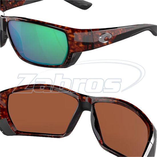 Купить Costa Del Mar Tuna Alley, 97963517003, Tortoise Green Mirror, Polycarbonate