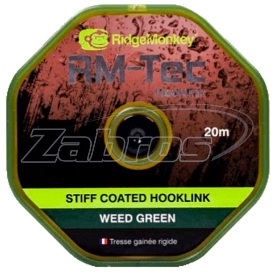 Фото RidgeMonkey RM-Tec Stiff Coated Hooklink, 15,87 кг, 35 lb, 20 м, Weed Green