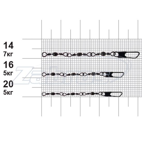 Фотография MiniMax Barrel Swivels With Safety Snap, YM-3708-14, 7 кг, 10 шт