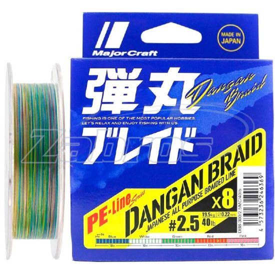 Фото Major Craft Dangan Braid X8, #0,8, 0,15 мм, 7,2 кг, 150 м, Multi Color