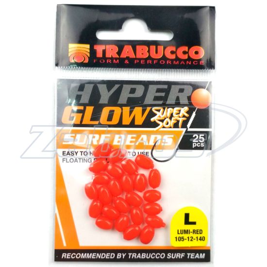 Фото Trabucco Hyper Glow Surf Beads, 105-12-140, L, 25 шт, Red