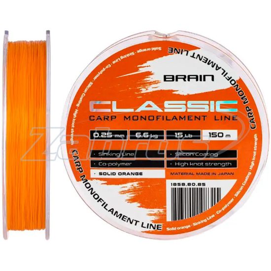 Фото Brain Classic Carp Line, 0,3 мм, 8,8 кг, 150 м, Solid Orange