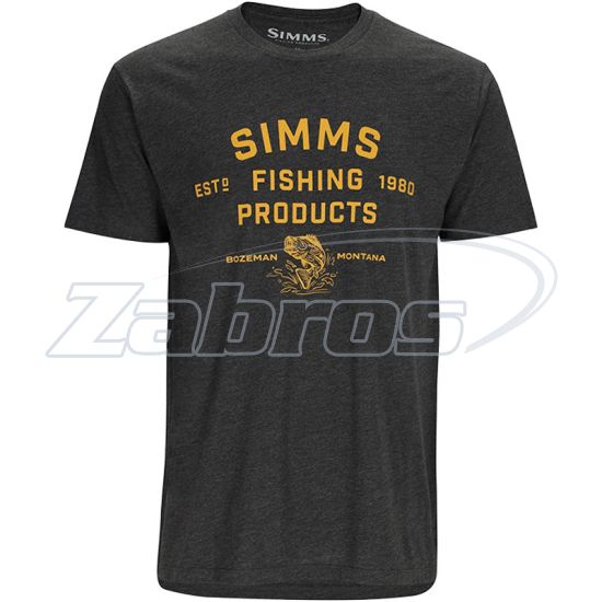Фото Simms Stacked Logo Bass T-Shirt, 14097-086-50, XL, Charcoal Heather