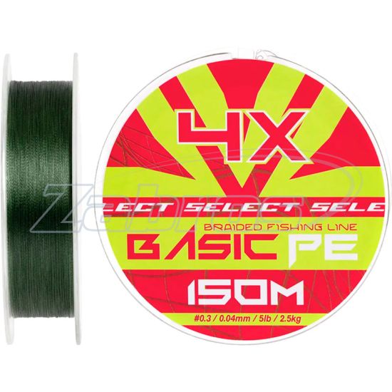 Фото Select Basic PE 4x, 0,22 мм, 13,6 кг, 150 м, Dark Green