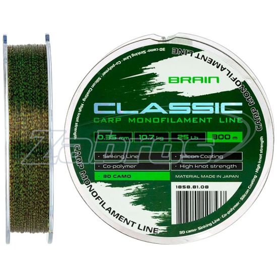 Фото Brain Classic Carp Line, 0,25 мм, 6,6 кг, 300 м, 3D Camo