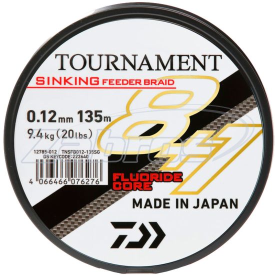 Фото Daiwa Tournament Sinking Feeder Braid, 12785-012, 0,12 мм, 9,4 кг, 135 м, Steel Grey