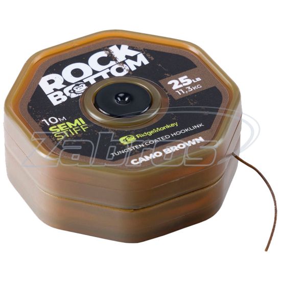 Фотография RidgeMonkey Rock Bottom Tungsten Coated Hooklink, 11,3 кг, 25 lb, 10 м, Camo Bro