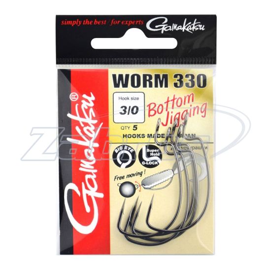 Малюнок Gamakatsu Worm Hooks, Worm 330, 185097 001, 6 шт, Black