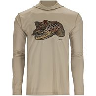 Футболка Simms Tech Hoody - Artist Series, 13521-1110-40, L, Stone/Brown Trout, купить, цены в Киеве и Украине, интернет-магазин | Zabros