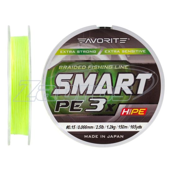 Фото Favorite Smart PE 3x, #0,5, 0,12 мм, 4,1 кг, 150 м, Fluorescent Yellow