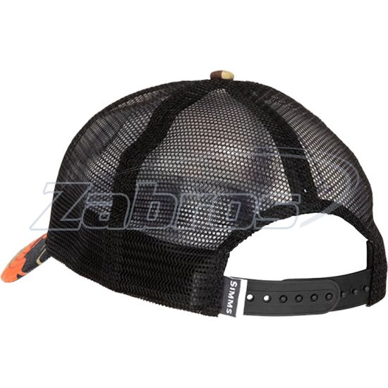 Цена Simms Bass Patch Trucker Hat, 12212, Woodland Camo Flame
