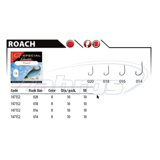 Фотография Gamakatsu G-Special Roach, 147152 018, 10 шт, Red