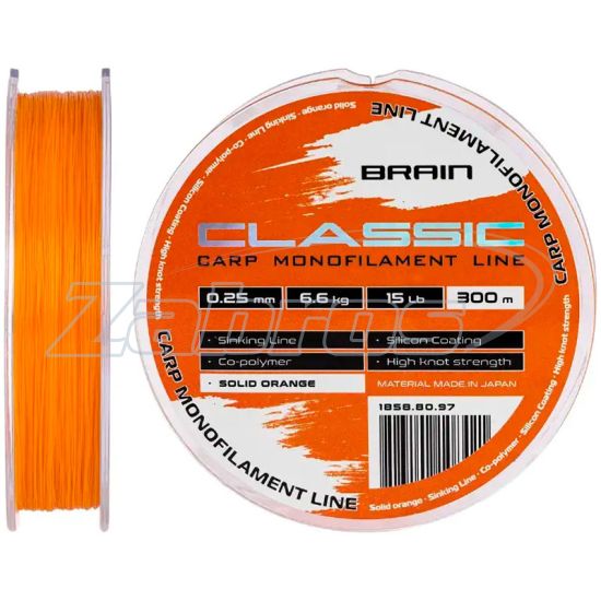Фото Brain Classic Carp Line, 0,25 мм, 6,6 кг, 300 м, Solid Orange