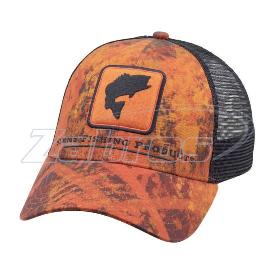 Фото Simms Bass Icon Trucker Hat, 12211, Velocity Print Orange