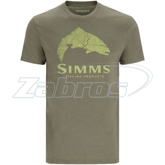 Фото Simms Wood Trout Fill T-Shirt, 13437-2024-50, XL, Military Heather - Neon