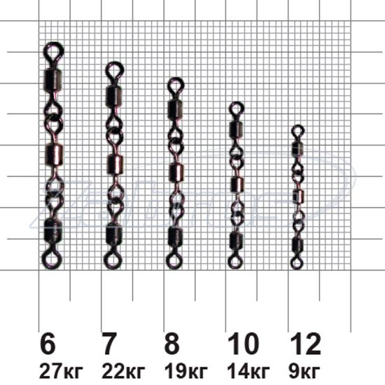 Фотография MiniMax Three Joint Rolling Swivels, YM-1023-8, 19 кг, 10 шт