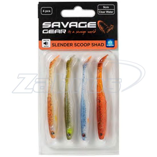 Картинка Savage Gear Slender Scoop Shad Clear Water Mix, 3,55", 9 см, 4 г, 4 шт
