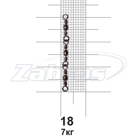 Фотография MiniMax Three Joint Barrel Swivels, YM-1702-18, 7 кг, 10 шт