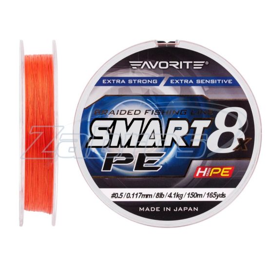 Фото Favorite Smart PE 8x, #1,2, 0,18 мм, 9,5 кг, 150 м, Red Orange