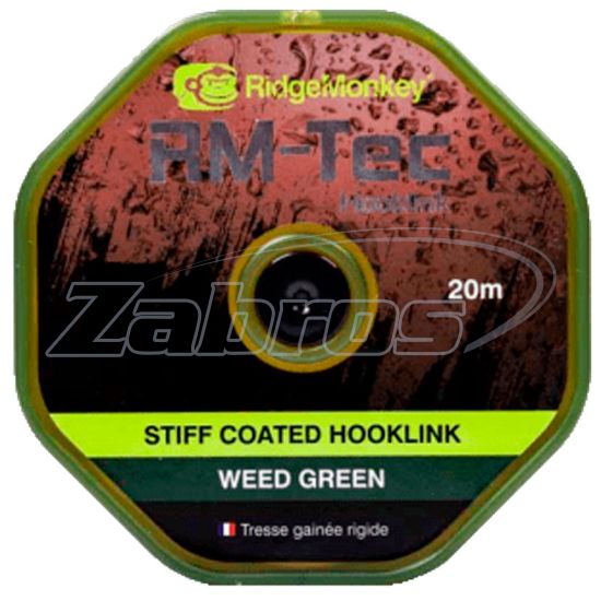 Фото RidgeMonkey RM-Tec Stiff Coated Hooklink, 15,87 кг, 35 lb, 20 м, Weed Green