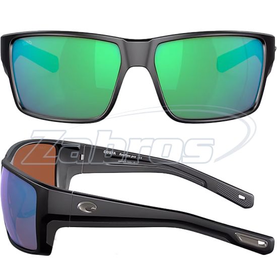 Фотографія Costa Del Mar Reefton Pro, 97963911160, Matte Black, Green Mirror, Glass