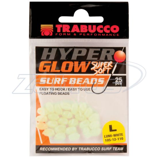 Фото Trabucco Hyper Glow Surf Beads, 105-12-110, L, 25 шт, White