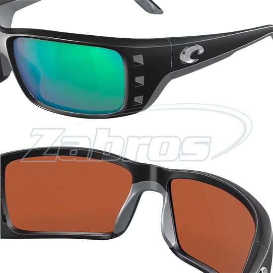 Купить Costa Del Mar Permit, 97963455244, Matte Black, Green Mirror, Glass