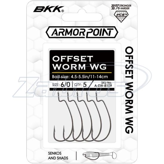 Картинка BKK Offset Worm WG, 6/0, 5 шт