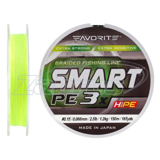 Фото Favorite Smart PE 3x, #0,25, 0,09 мм, 2,2 кг, 150 м, Fluorescent Yellow