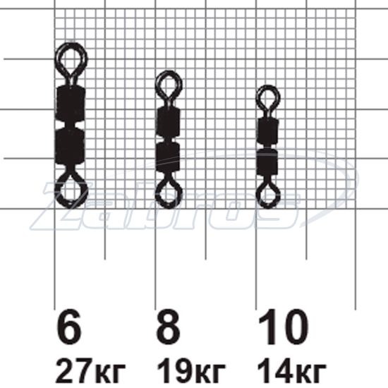 Фотографія MiniMax High Speed Double Rolling Swivels, YM-1045-6, 27 кг, 10 шт