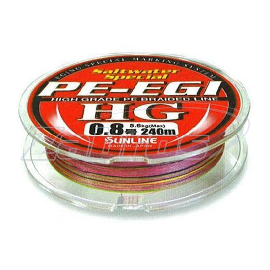 Фотография Sunline PE EGI HG, #0,8, 0,15 мм, 5,6 кг, 180 м, Multi Color