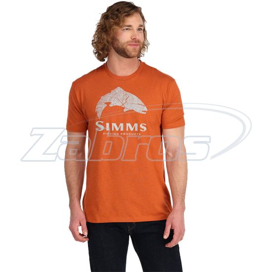 Фотография Simms Wood Trout Fill T-Shirt, 13437-799-30, M, Adobe Heather