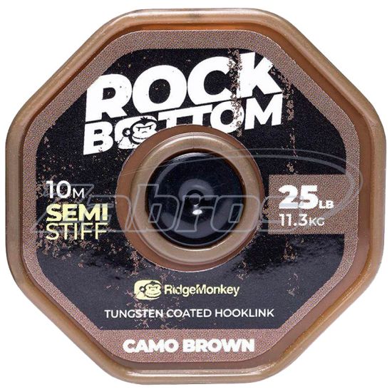 Фото RidgeMonkey Rock Bottom Tungsten Coated Hooklink, 11,3 кг, 25 lb, 10 м, Camo Bro