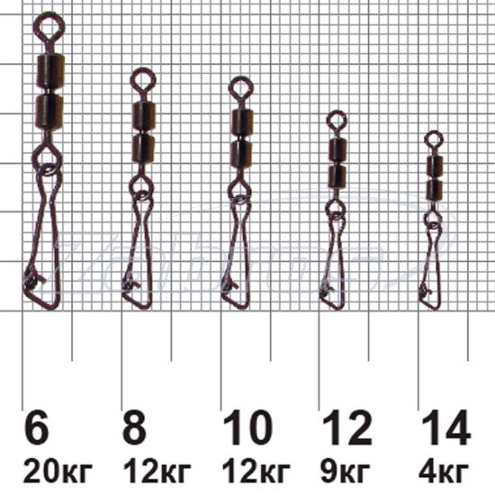 Фотографія MiniMax High Speed Double Rolling Swivel Snap, YM-3032-10, 12 кг, 10 шт Фотографія MiniMax High Speed Double Rolling Swivel Snap, YM-3032-10, 12 кг, 10 шт