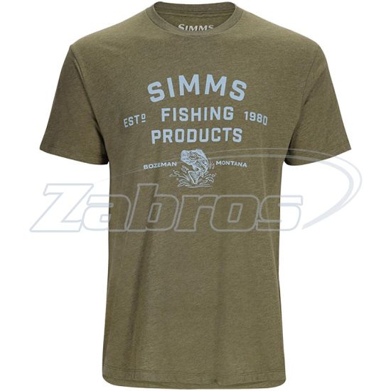 Фото Simms Stacked Logo Bass T-Shirt, 14097-914-30, M, Military Heather