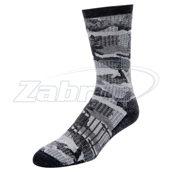 Фото Simms Merino Midweight Hiker Sock, 13143-008-40, L, Hex Flo Camo Carbon