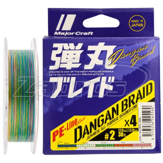 Фото Major Craft Dangan Braid X4, #1,5, 0,2 мм, 11,25 кг, 150 м, Multi Color